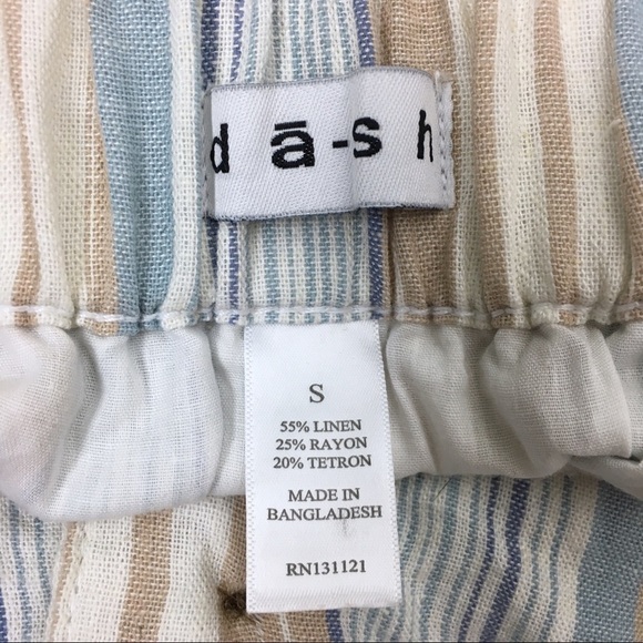 DASH Linen Blend Skirt Stripe Print Button Tie Waist Minimalist Modest Small - Picture 6 of 8
